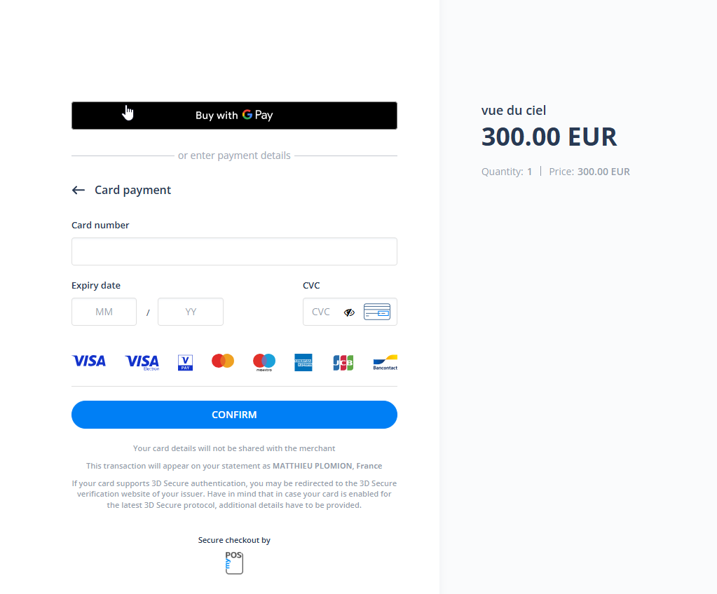 La page de paiement